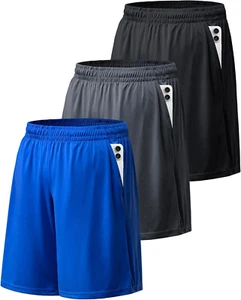 Athletic Shorts for Men with Pockets and Elastic Waistband Quick Dry Activewear - Picture 1 of 12