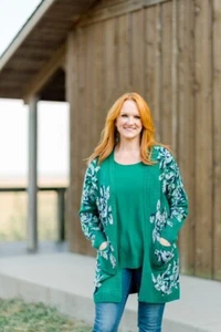 NWT Pioneer Woman Open Front Floral Green/Blue Cardigan Sweater Size XL 16-18 - Picture 1 of 8