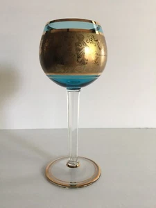 Vintage Crystal Blue and Clear Wine Hock Greek Muse Design - Picture 1 of 6