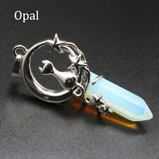 Women Silver Cat Alloy Hexagonal Pointed Gemstone Pendant for Making Jewelry