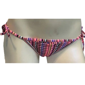 Victoria's Secret Multi Geo Stripe Cut Out Side Tie Swim Bottom XS - Picture 1 of 2