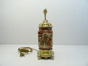 ANCIENNE LAMPE EN CERAMIQUE SATSUMA JAPON XIX EME SIECLE CERAMIC LAMP LIGHT - Picture 1 of 15