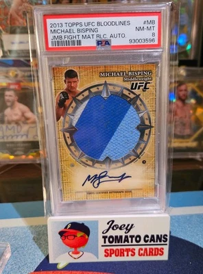 Michael Bisping 2013 Topps Bloodlines UFC Jumbo Fight Mat Relic Auto /25 PSA 8 - Image 1 of 2