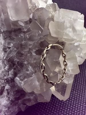 14K Real Solid Yellow Gold Dainty Chain Link Minimalist Band Ring Size 7 Stackin - Image 1 of 4