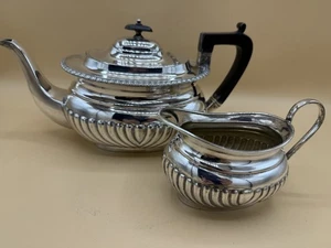 Vintage Silber Teller Teekanne + Milchkännchen Set James Deakin & Sons Sheffield - Bild 1 von 16