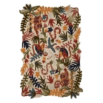 New Authentic Hand Tufted Woolen Carpet High and Low Floral Animal Print Rugs - Image 1 of 3