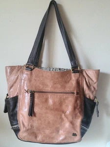 Boho The Sak Kendra Leather Hobo Shoulder Bag Purse Tote Brown 2 Tone Faux Snake - Picture 1 of 8