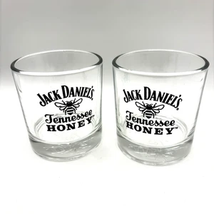 Vintage Jack Daniels Tennessee Honey Whiskey Rocks 8 oz. Glasses 3.25" Set Of 2 - Picture 1 of 6