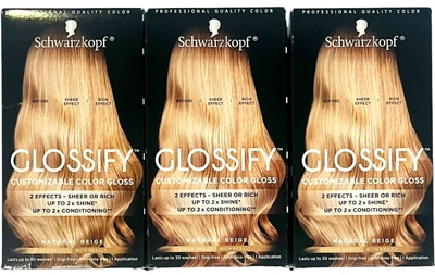 Schwarzkopf GLOSSIFY Brilho Colorido Personalizável Bege Natural - LOTE DE 3 - Imagem 1 de 4