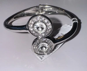Vintage Armband mit klarem Strass aufklappbar von Dillard’s silberfarben 7” wunderschön - Bild 1 von 7