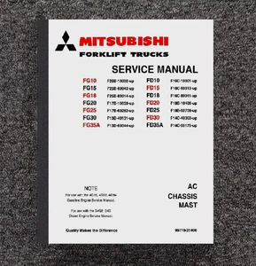 25 20 FORKLIFT SERVICE REPAIR MANUAL Mitsubishi Forklift FG25 FD25 FG20 FD20 - Picture 1 of 19