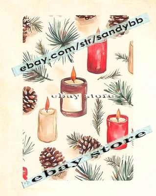 Pine Candle Pattern Tin Sign Rustic Warm Christmas - Image 1 of 4