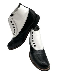 Men's Stacy Adams Boot Madison Black White Spectator Spat Boot Sz 9 D - Picture 1 of 7
