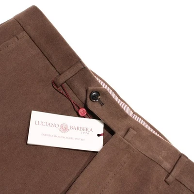 Pantalones chinos/informales Luciano Barbera nuevos con etiquetas talla 50 (34 EE. UU.) en algodón marrón liso Foto 1 de 4