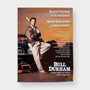 Vtg 1988 Bill Durham Kevin Costner Movie Poster, Susan Sarandon Baseball MLB TV - Picture 1 of 4