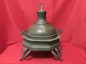 RARO BRACIERE ANTICO OTTOMANO BRONZO CON SIGILLO TUGHRA - CAMINO STUFA RISCALDATORE -+ - Foto 1 di 11
