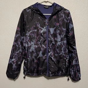 New Balance Purple Blue Black Camouflage Full Zip Lined Rain Jacket Size Medium - Picture 1 of 11