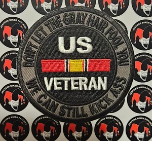 Don't Let The Gray Hair Fool You Veteran DK grau bestickt Biker Patch - Bild 1 von 1