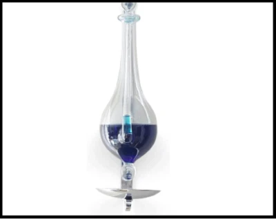 Barómetro líquido antiguo de montaje en pared de vidrio de tormenta para clima ambiental con taza de goteo Foto 1 de 3