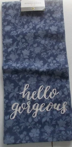 FULL UNCUT THRESHOLD HELLO GORGEOUS BLUE FLORAL CottonCLOTH  Kitchen Towel - Picture 1 of 1