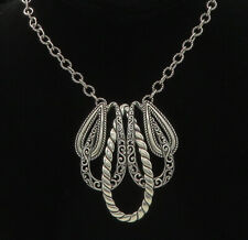 CAROLYN POLLACK 925 Silver - Vintage Shiny Swirl Twist Chain Necklace - NE3445