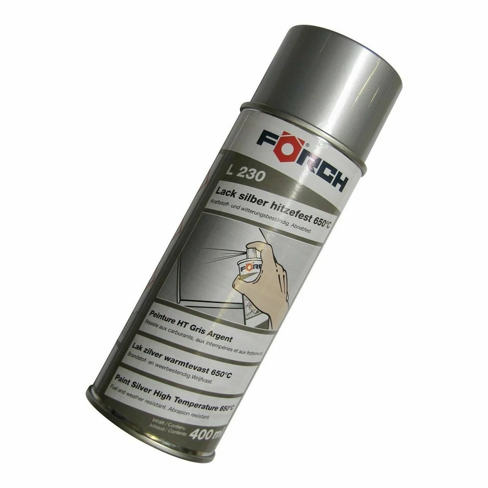 400ml FÖRCH SILBER AUSPUFFLACK THERMOLACK HITZEFEST 650°C DOSE SPRAY - Bild 1 von 1