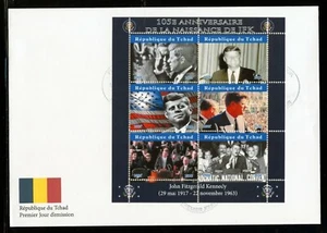 CHAD 2022 105th BIRTH ANNIVERSARY OF JOHN F. KENNEDY SHEET of SIX FDC - Picture 1 of 1