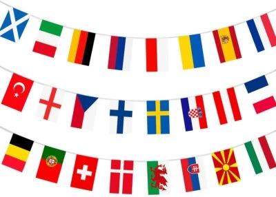 Drapeau 67 Pays au Choix 150 x 90 cm & Guirlande Euro Fête Football Décoration - Photo 1/2