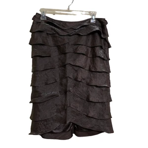 Adrianna Papell Women's Evening Essentials Layered Black Shimmer Skirt Size 10 - Picture 1 of 8
