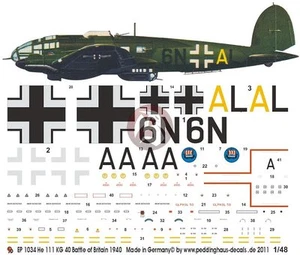 Peddinghaus 1/48 Heinkel He 111 H Markings 3./KG 100 Battle of Britain WWII 1034 - Picture 1 of 1