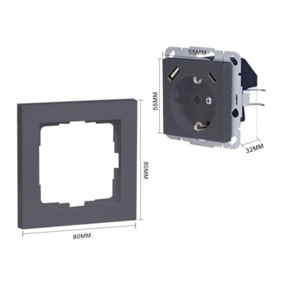 IMABO Steckdose mit USB-A & USB-C 3.400 mA Schnellladung passend für GIRA E2 Anthrazit