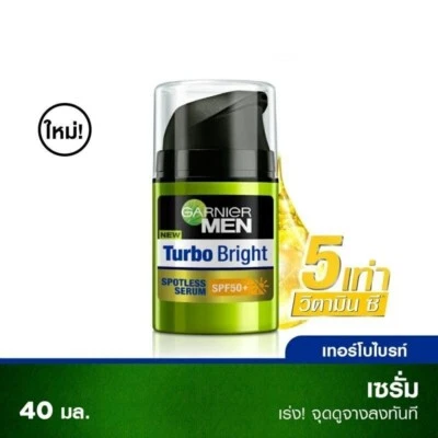 40 ml Garnier Men Turbobright Spotless Serum FPS50+ clareador facial para cuidados com a pele - Imagem 1 de 4