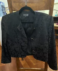 Baroque black print blazer cropped jacket Small medium vintage Bentley Harris - Picture 1 of 5