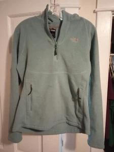 The North Face Womens M 1/4 Zip Fleece Hoodie Jacket Teal Turquoise - Picture 1 of 11