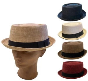 Cappello Fedora Gangster Roll Up Dervy Secchio Top Rotondo Fedora Uomo Donna - Foto 1 di 11