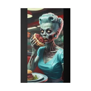 "Retro Diner Nightmares"byCLEArT (Zombie Art)Matte Canvas, Stretched, 0.75" - Picture 1 of 5