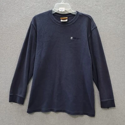 AND1 Men T-Shirt Large navy Blue Waffle Knit Logo Embroidered Long Sleeve READ - Image 1 of 4