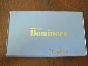 VTG Double Nine Dominoes Set By Cardinal, Gray Case Bright 55 Pc Colored Dots - Picture 1 of 2