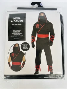 Ninja Assassin Costume Adult Standard Size Fits Up To 44 Halloween 6 Piece Set - Picture 1 of 7