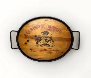 Rustic Cedar Wood w/Black Wrought Iron, Rimmed Tray "La Maison Du Chiarello" - Picture 1 of 3