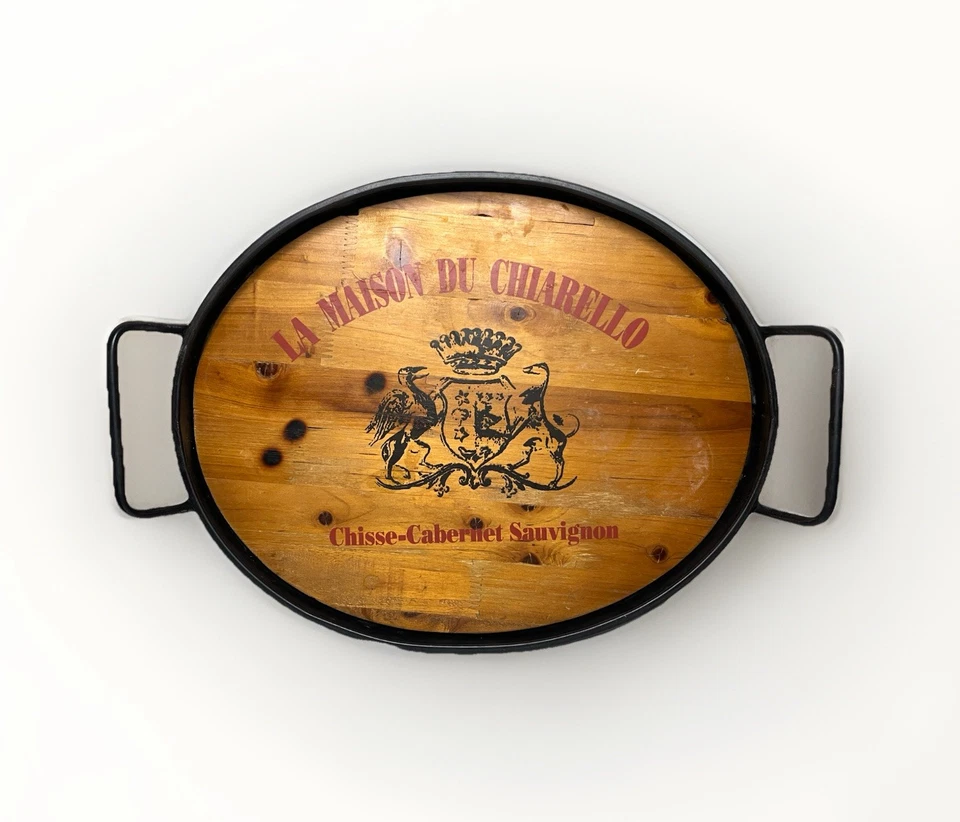 Rustic Cedar Wood w/Black Wrought Iron, Rimmed Tray "La Maison Du Chiarello" - Image 1 of 3