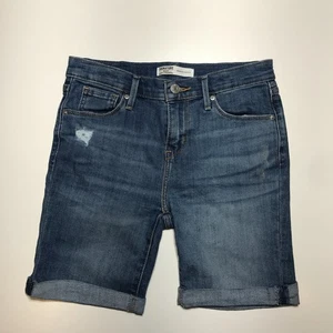 Levi Strauss Bermuda Shorts Womens W14 Distressed Roll Cuffs Fitted Waist & Hips - Picture 1 of 17