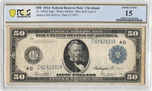Fr.1039 1914 Cleveland $50 Federal Reserve Note PCGS Choice Fine 15 Comment - Picture 1 of 2