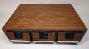 Vintage 42 Slot Audio Cassette Tape Holder 3 Drawer Storage Cabinet Faux Wood - Picture 1 of 6