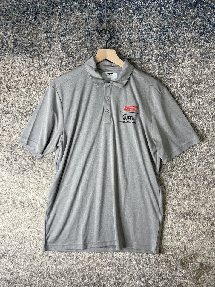 Camisa Polo UFC Para Hombres Grande Gris Bordada MMA Artes Marciales Mixtas Manga Corta Foto 1 de 4