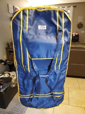 Vintage Jet Pack Nylon Garment Bag Navy Blue/yellow  43" X 21" Luggage  - Image 1 of 4