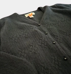 Vintage Casual Corner Black Lambswool/Angora V-Neck Cardigan Sweater Large - Picture 1 of 10
