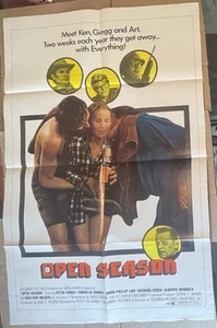 OPEN SEASON ORIGINAL 1974 1 BLATT GEFALTETES FILMPLAKAT 27x41 PETER FONDA - Bild 1 von 2