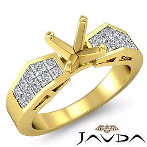 Brilliant Diamond Engagement Ring 14k Yellow Gold Multi Shape Semi Mount 0.68Ct. - Picture 1 of 6