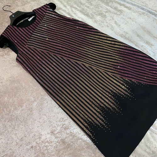 Abito senza maniche Versace Collection strass nero Abito Donna LBD UK 10